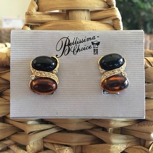 Vintage Bellissima Choice amber and onyx earrings